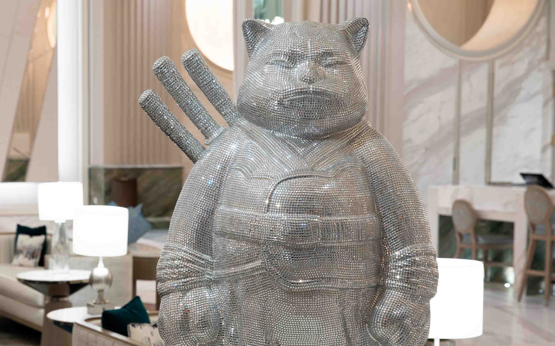 Samurai Cat Statue