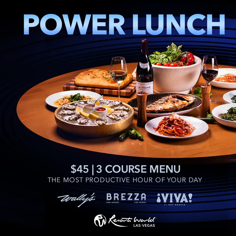 Power Lunch. $45 | 3 course menu. The Most productive hour of your day. Wally