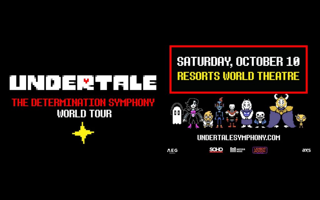 Undertale Determination Symphony world tour promotional graphic with event date and venue information