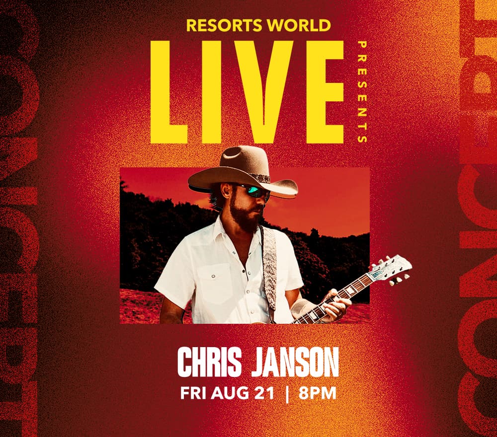 CHRIS JANSON<br><span></span> event at THE STAGE AT ZOUK on Chris Janson is a multi-platinum country artist and acclaimed entertainer known for his dynamic stage presence and chart-topping hits including “Buy Me A Boat,” “Fix A Drink,” and “Good Vibes.”
