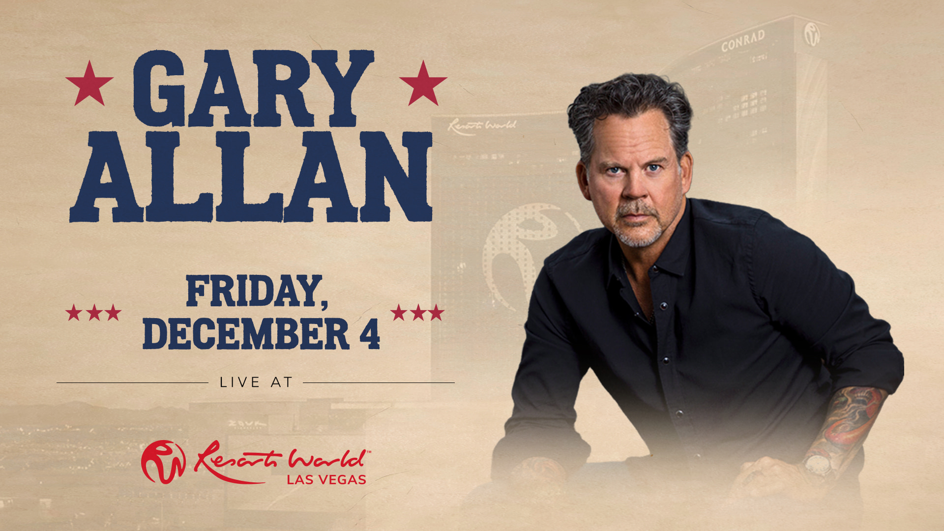 Gary Allan live at Resorts World Las Vegas on Friday, December 4.