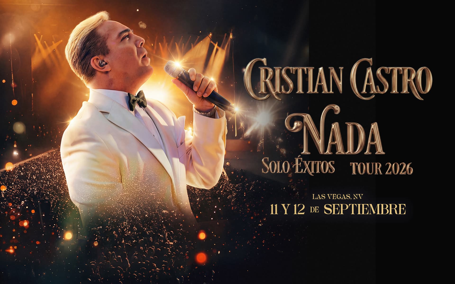 Cristian Castro performing during his Nada Solo Éxitos Tour 2026, coming to Las Vegas September 11 and 12.