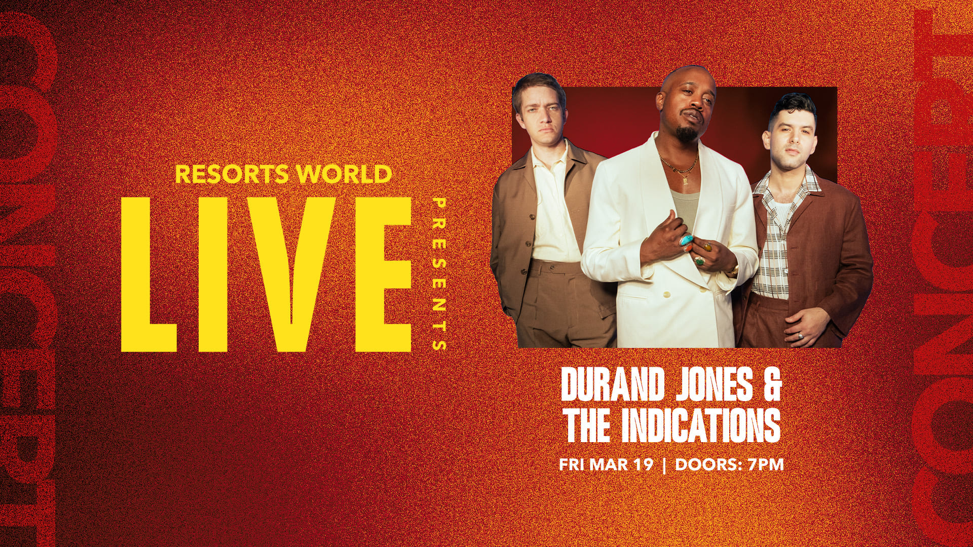 Resorts World Live presents Durand Jones & The Indications on March 19, with doors at 7 PM.